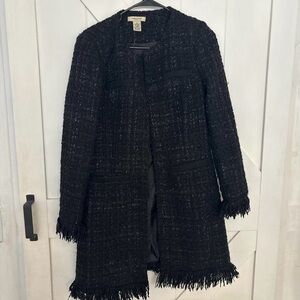 Wool Vertigo Paris Black Fringe Tweed Jacket